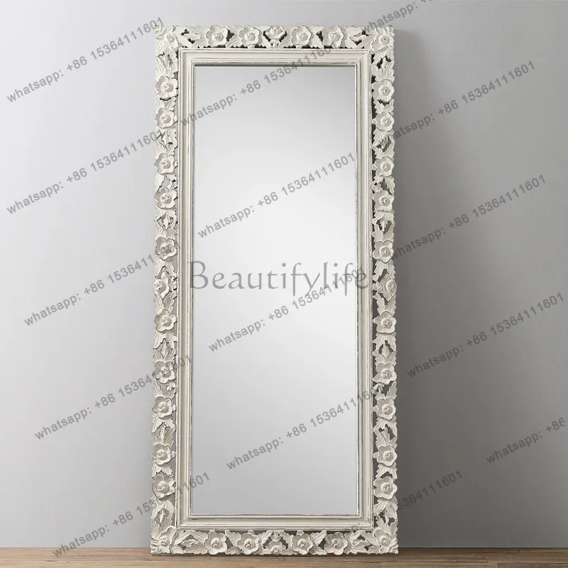 American floor-to-ceiling mirror retro French carved villa large size fitting mirror