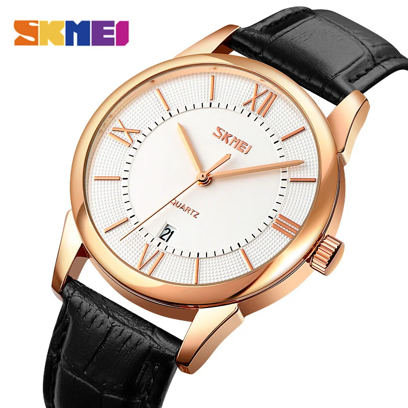 

SKMEI 2023 New Fashion Man Watch Luxury Leather Band Waterproof Outdoor Sport Date Quartz Watch For Men Male Clock Reloj Hombre
