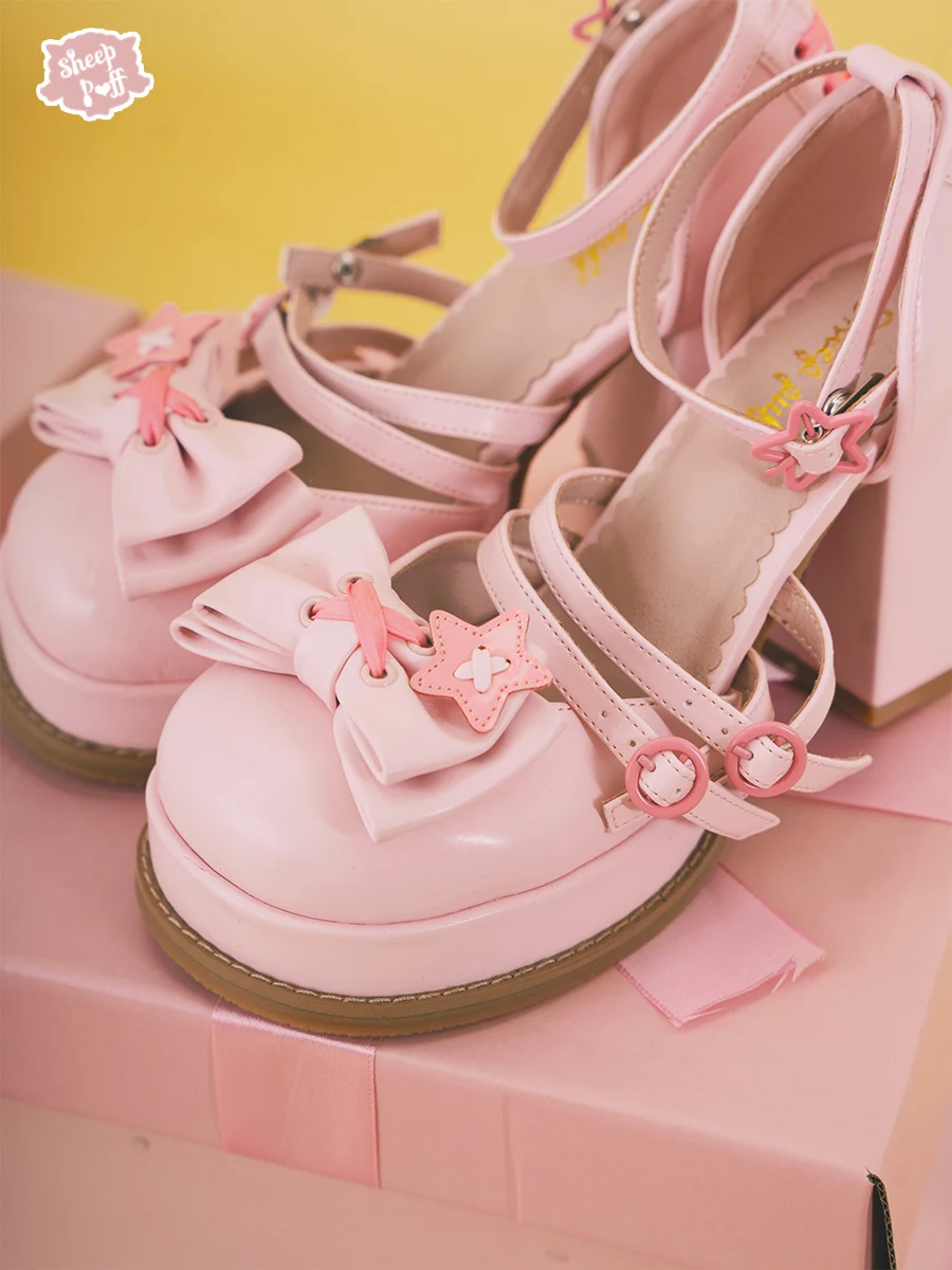 Star Barbie Lolita Sweet Cool Sandals Cowboy Waterproof Platform High Heels Japanese Cute Girl Tea Party High Heels Single Shoes
