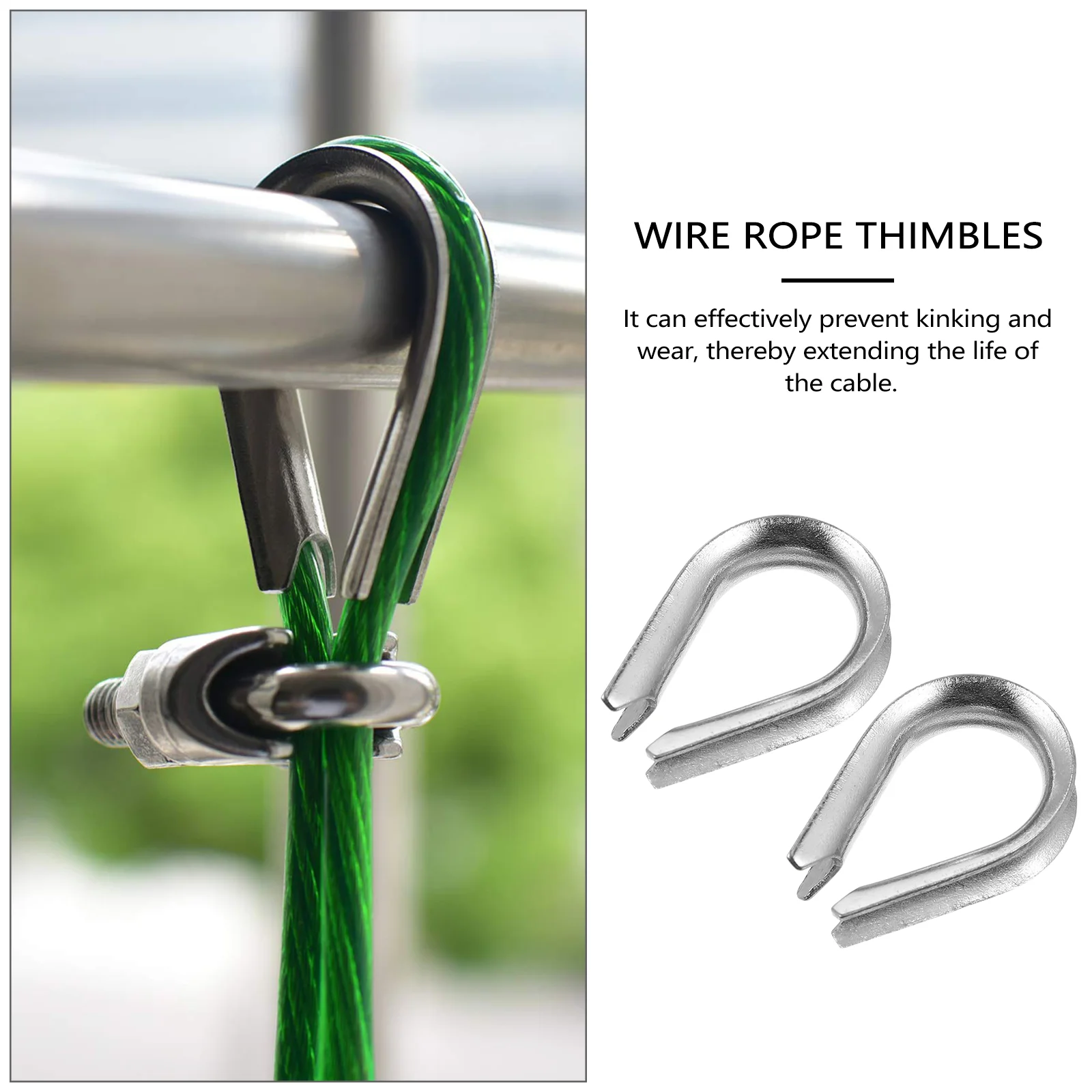 20 Pcs Cable Thimble Wire Rigging Rope Sleeves Fixing Workpiece Stainless Steel Fasteners Silver