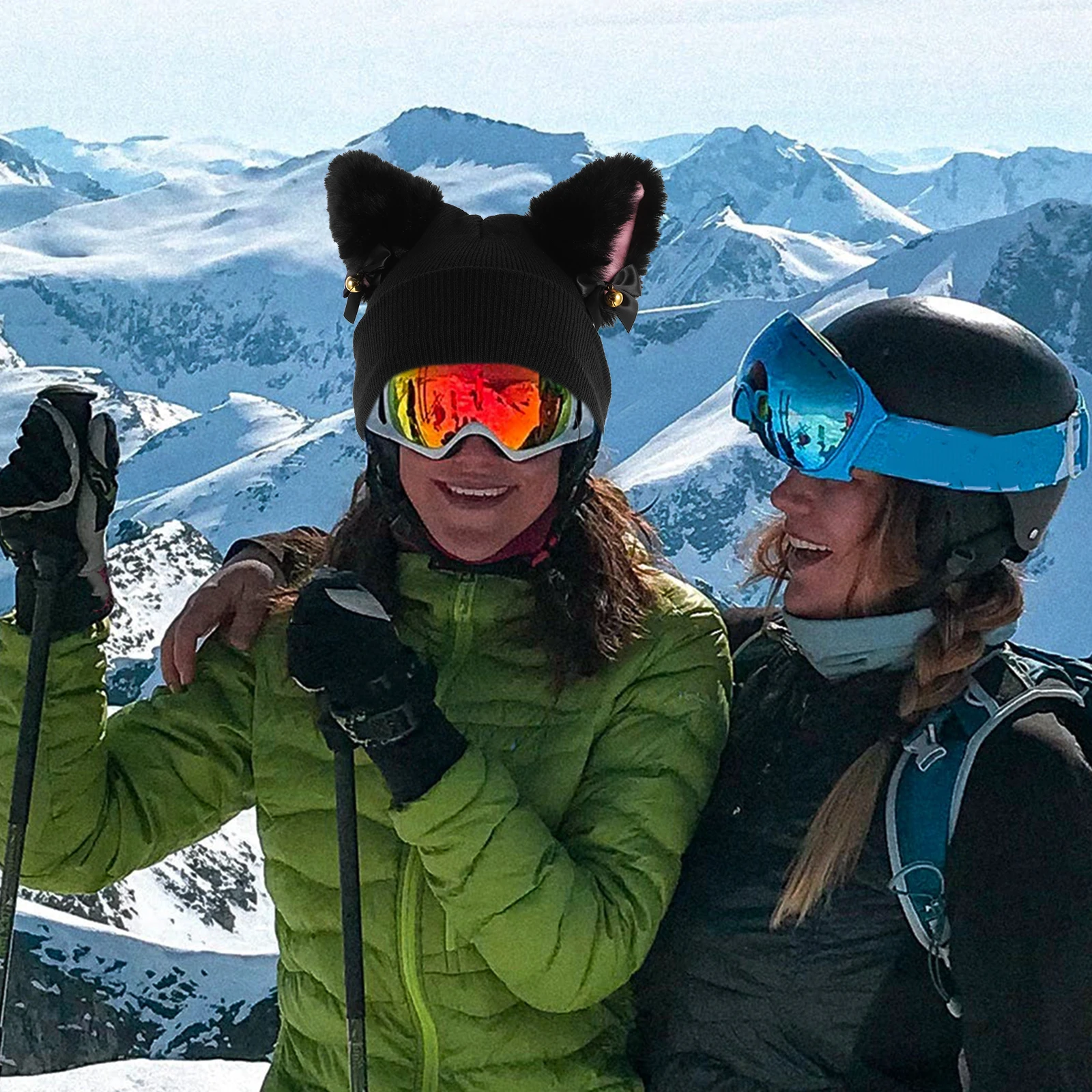 

Cat Ears Ski Cover Soft Elastic Washable Decorative Protector for Snow Skiing Supplies Outdoor Skiing Supplies