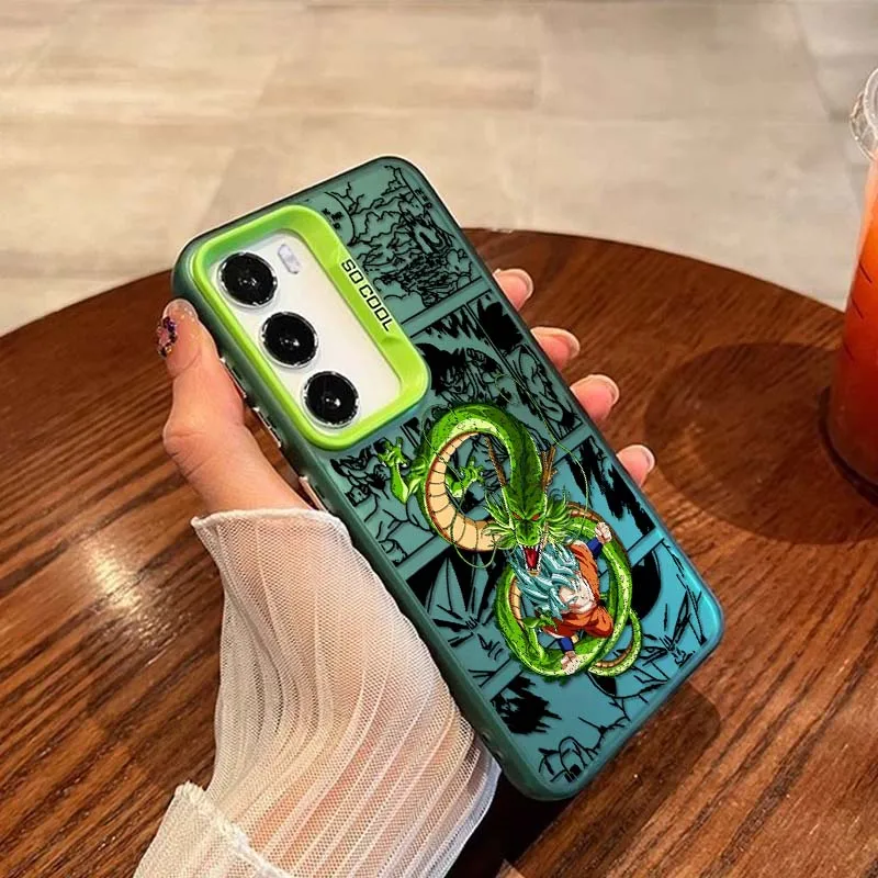 Kolorowe srebrne etui na telefon z motywem anime Dragon Ball dla OPPO A98 A96 A95 A94 A79 A78 A77 A54 A55