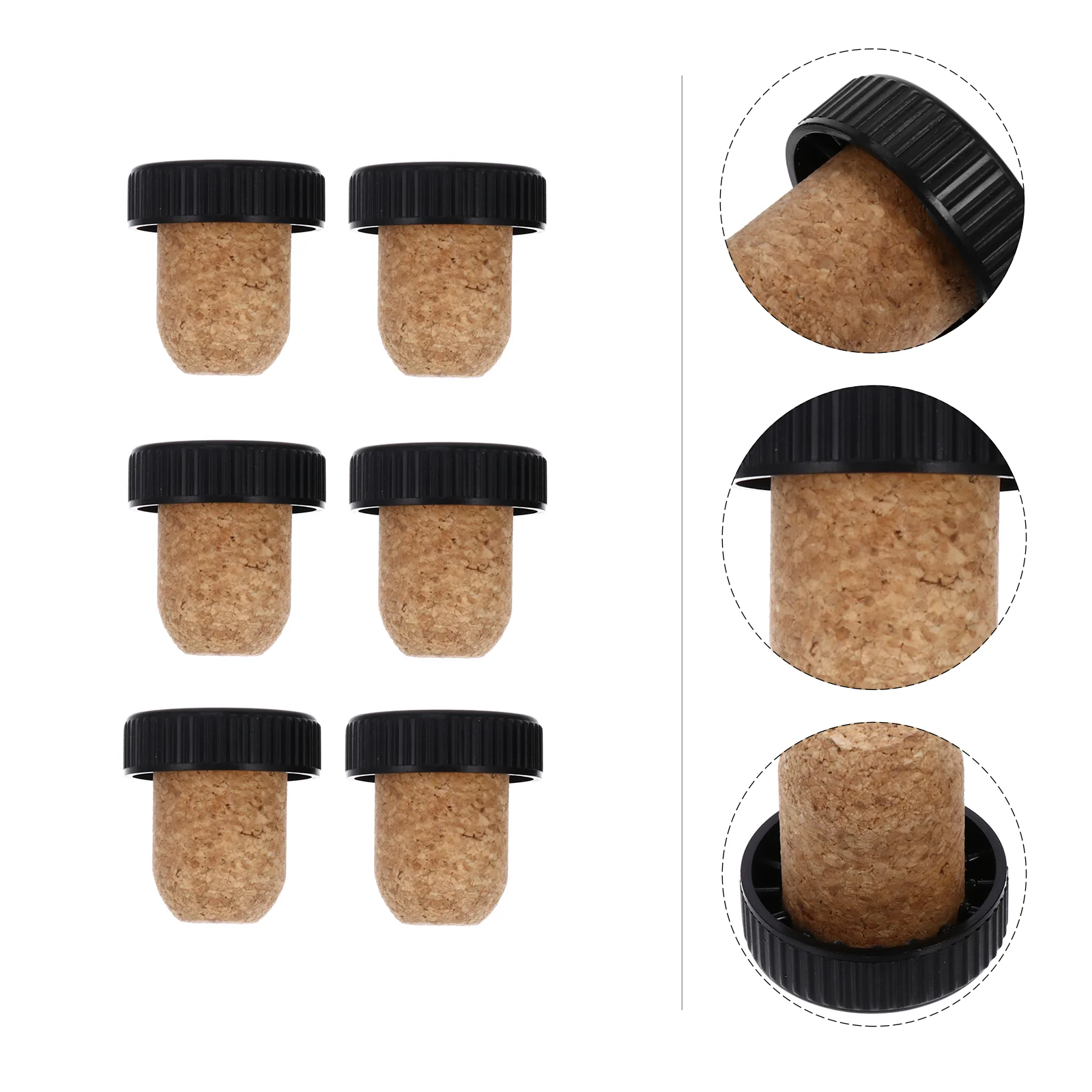 6 Pcs Bottle Plug Cork Seal Stopper Glass Corks Adjustable Measuring Spoon