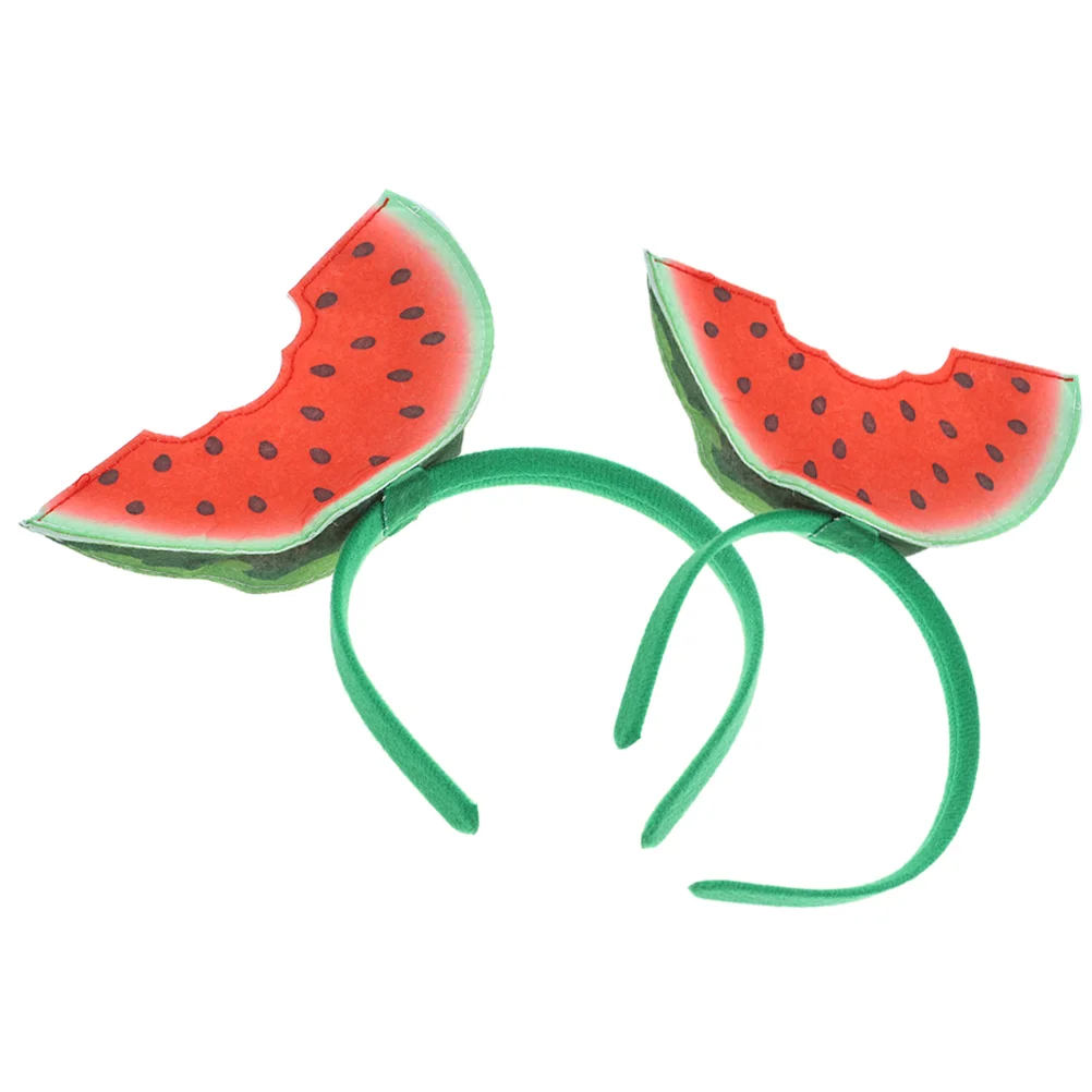 

2 Pcs Watermelon Headband Fruits Party Favors Hair Accessories Women Woman Hawaiian Headpiece Aldult