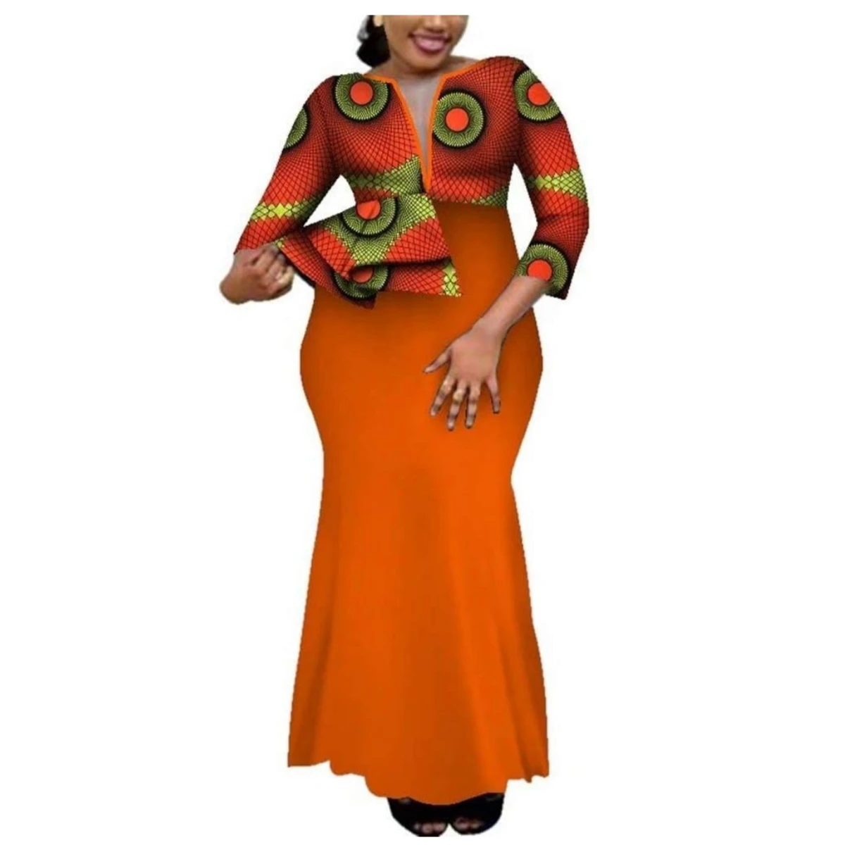 

African Dashiki Deep V-Neck Party Long Womens Dress Ethnic Style Floral Maxi Big Sizes Ladies Summer Female Clothes WY4059