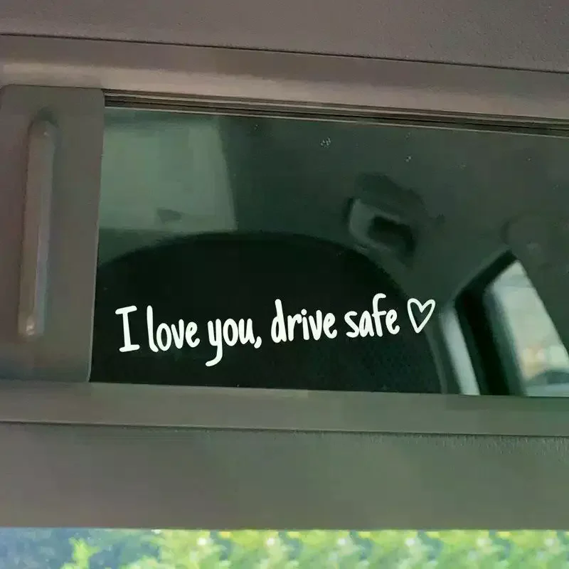 Drive Safe I Love You Rearview Mirror Decal - Waterproof Vinyl Car Mirror Sticker - Driving Safety Reminder Adhesive