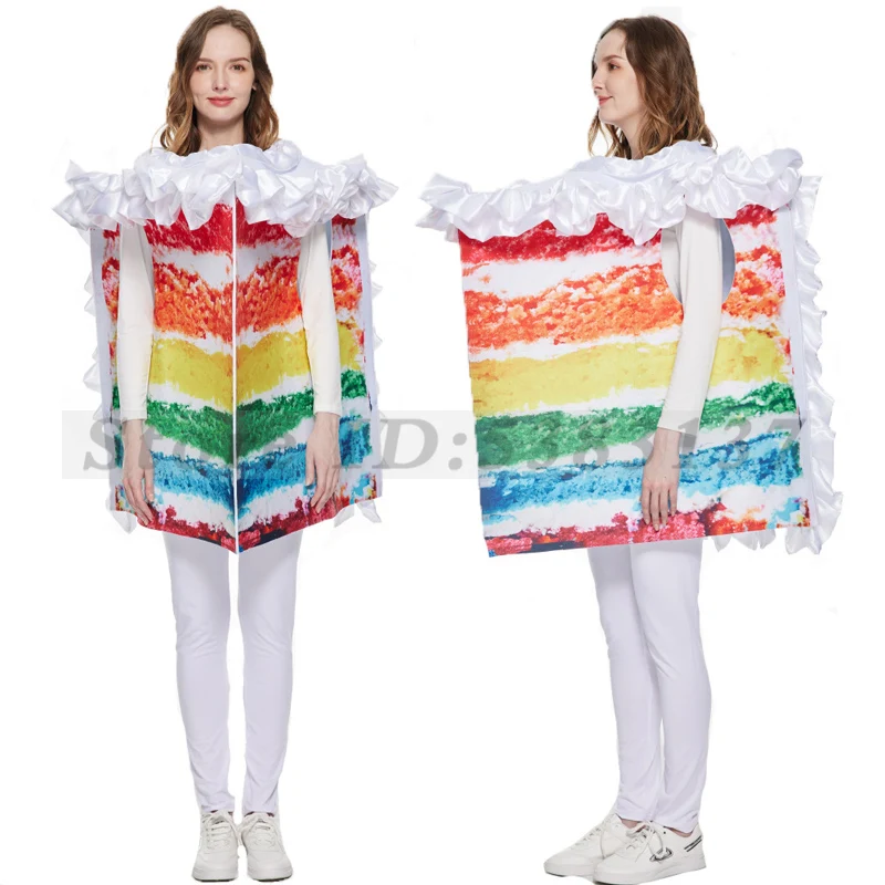 Halloween New Cream Layer Cake Cosplay Costume Adult Playsuit Rainbow Performance Fancy Dress Up Carnival Party COS Accessories