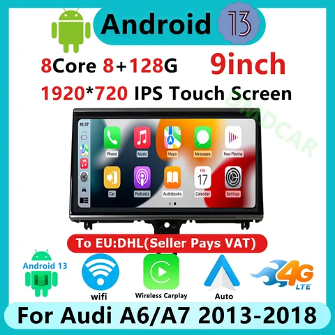아우디 A6 C7 A7 2012~2018 MMI 3G RMC 차량용 멀티미디어 플레이어 라디오 스테레오 GPS 네비게이션, 안드로이드 13 CarPlay 탑재, 공장도 가격