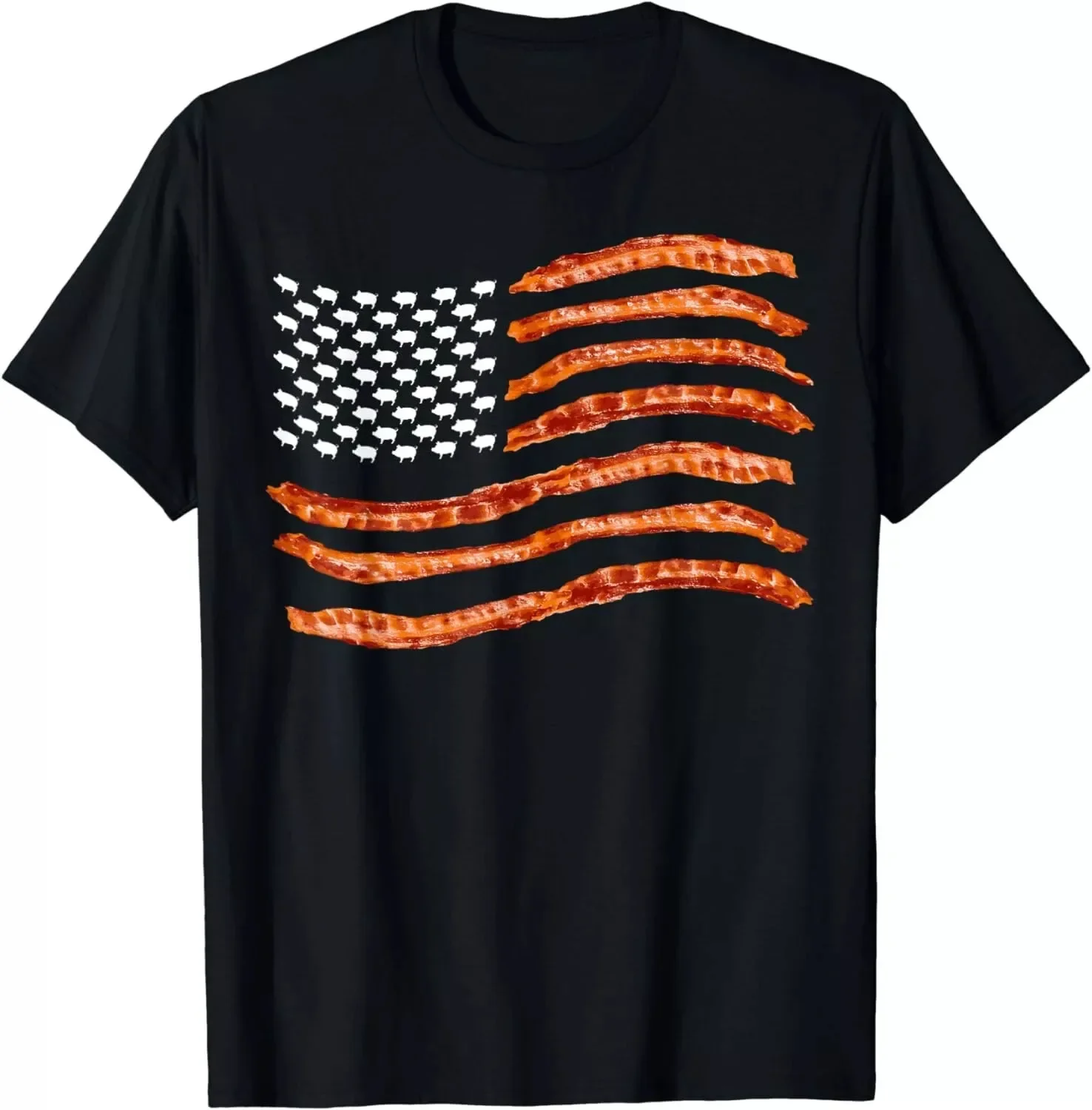 USA Bacon Flag | Cute US Dried Pigs Funny 4th Of July Gift Men's T-Shirt S-5XL