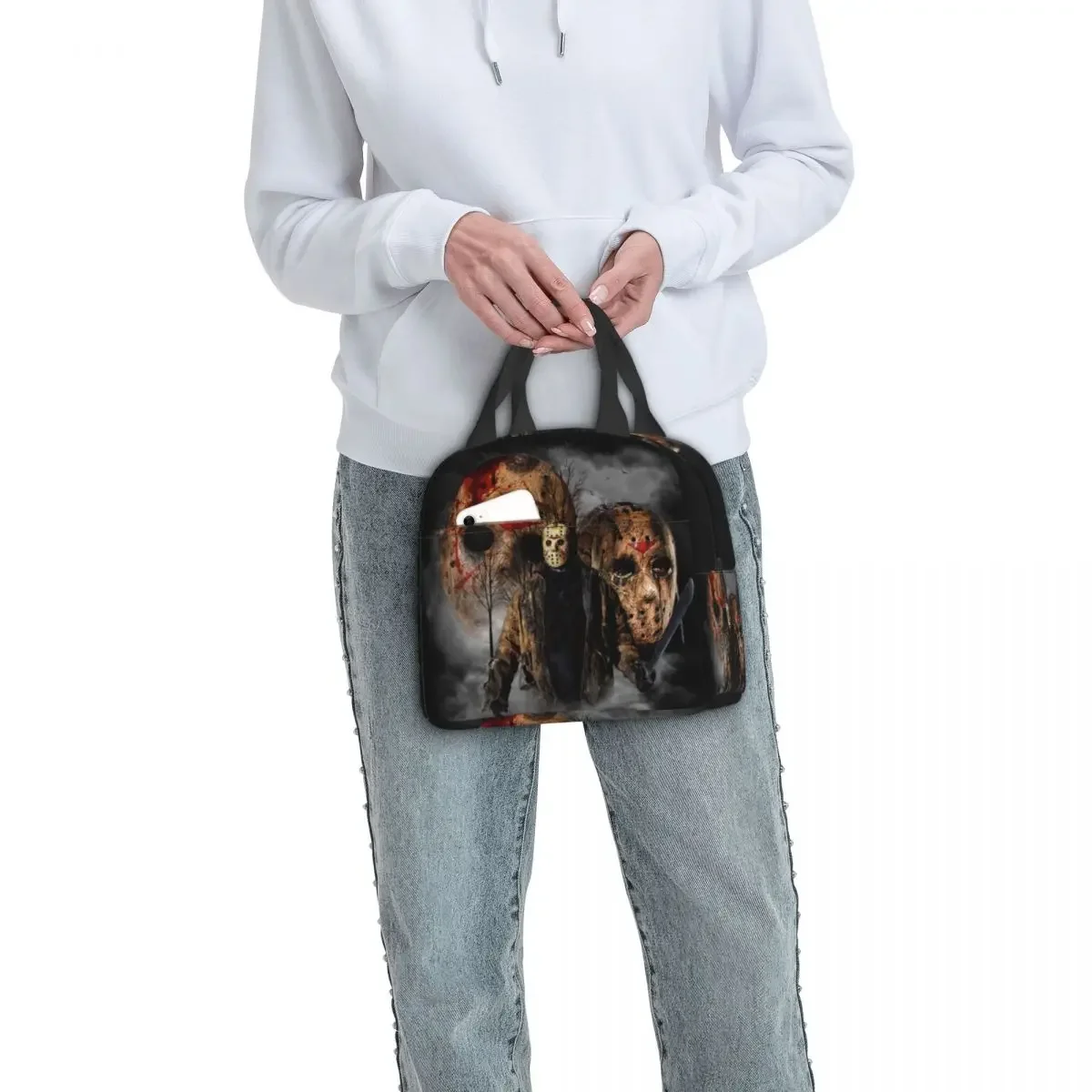 Horror Movie Halloween Killer Lunch Bag Resuable Thermal Insulated Lunch Box for Women Kids Camping Travel Food Picnic Tote Bags