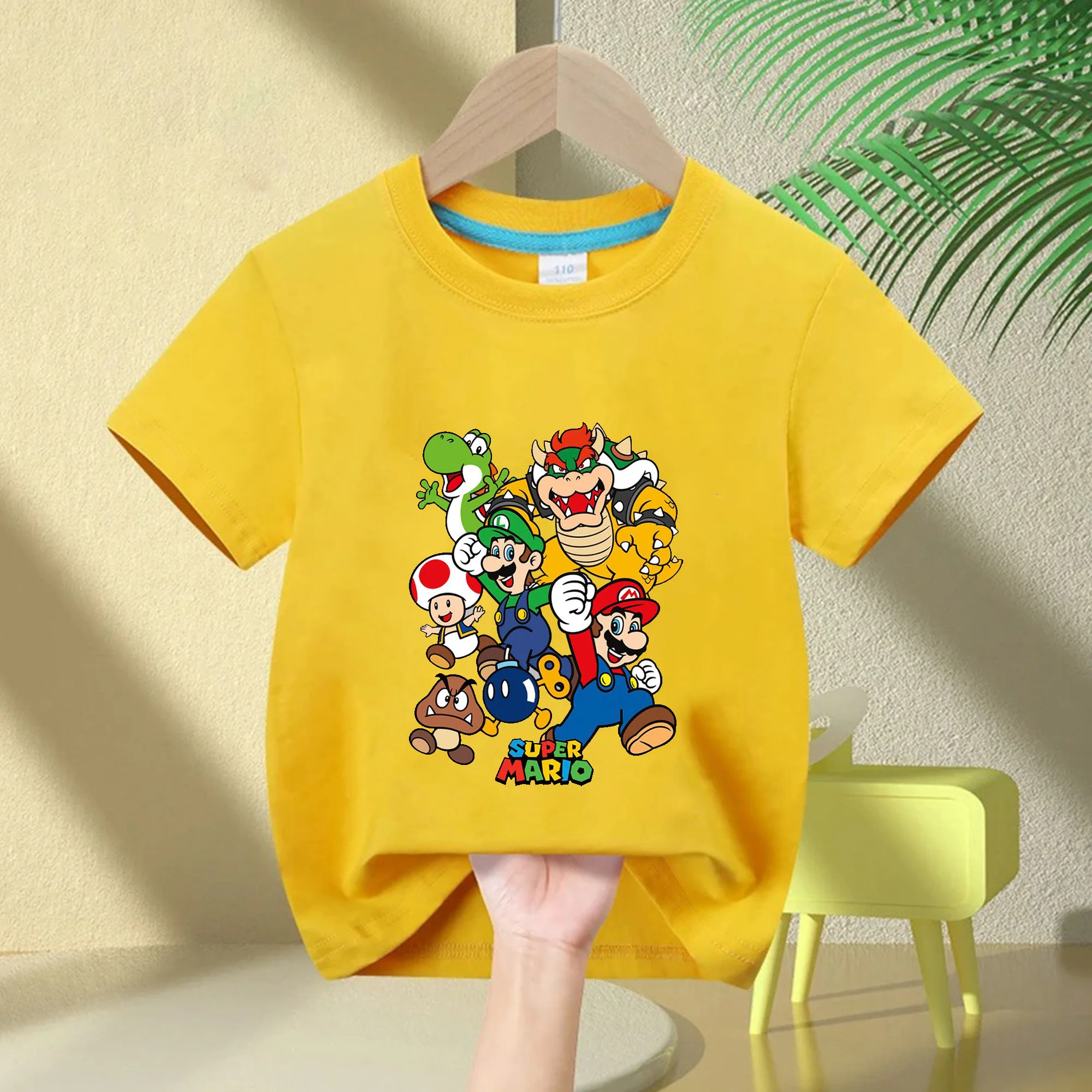 

Anime Super Mario Cartoon Children's CosPlay Short Sleeve Summer Boys Girls Cotton Round Neck T-shirt Breathable Kids Clothing