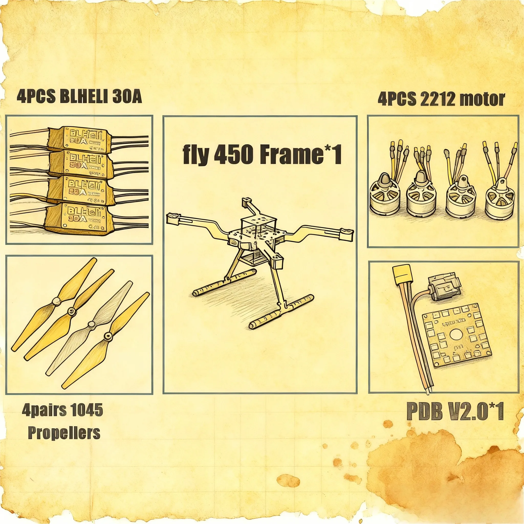 

FPV Autopilot Drone FLY450 Quadcopter Flip Frame Blheli 30A Esc 2212 Motor Pixhawk 2.4.8 32-Bit Flight Controller M8N GPS