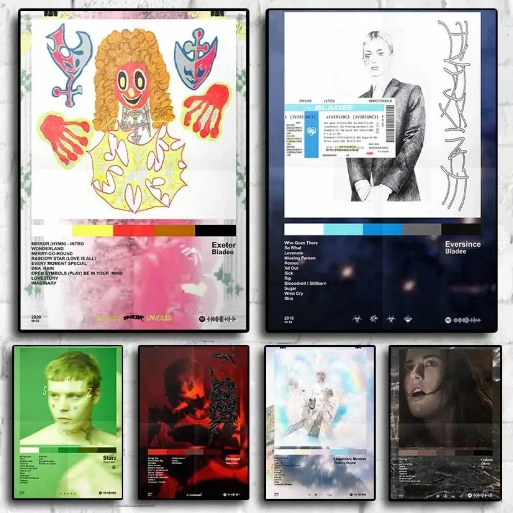Pop Singer Bladee Red Light Poster Aesthetic Set Hip Hop Rapper Single Fool Yung Lean Stranger Canvas Print Wall Art Room Decor