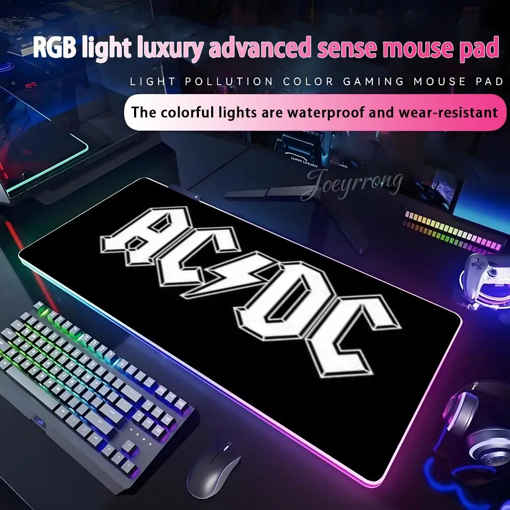 

Custom Rock Heavy Metal AC DC Коврик для мыши RGB Коврик для мыши Расширенная игровая клавиатура Семи цветов Светодиодные коврики Большой 1000x500 мм XXL Gamer