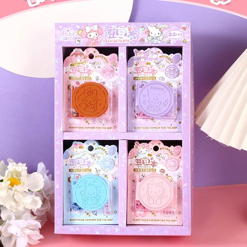 

24pcs/lot Sanrio Chocolate Biscuit Memo Pad Sticky Notes Kitty Kuromi Pochacco Notepad Stationery Planner Post School Supplies