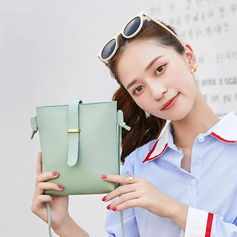 Luksusowa mini torebka typu Bucket Wallet Solid Color Small Crossbody Bags for Women Handbags Purse Casual PU Leather Ladies Messenger Bag