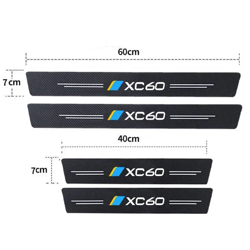 Car Door Sill Protective Sticker Rear Trunk Bumper Guard Plate for Volvo XC60 Logo 2013 2014 2015 2016 2017 2018 2019 2020 2021