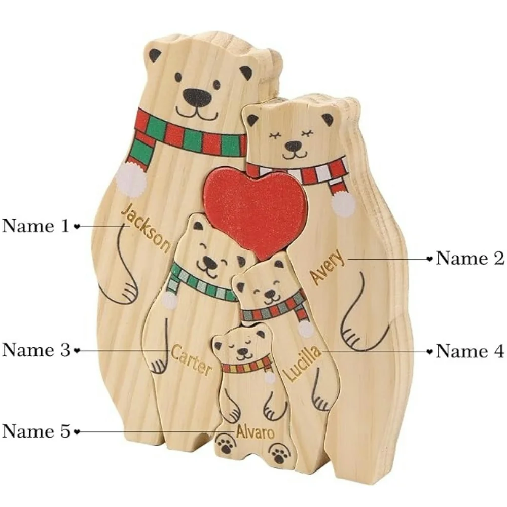 

Christmas Personalized Family Ornaments DIY Wood Carving Free Engraving Name Winter Color Bear Dad Mother's Birthday Gift