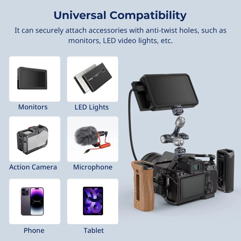 Brazo mágico SmallRig 4899 (7 ") con tornillo de localización ARRI y carga de tornillo de 1/4"-20, aleación de aluminio de 3,5 kg para monitores, luces y micrófono