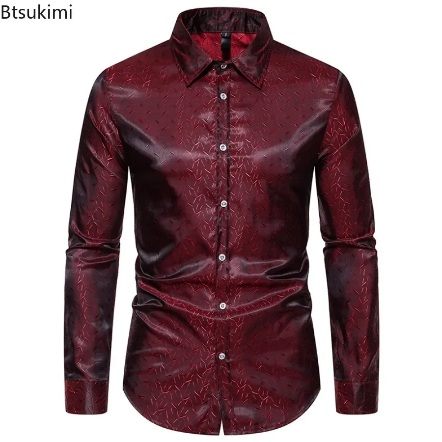 New 2024 Men's Jacquard Shirts Fashion Business Office  Long Sleeve Tops Men Formal Shirts Luxury Slim Versatile Shirts for Men