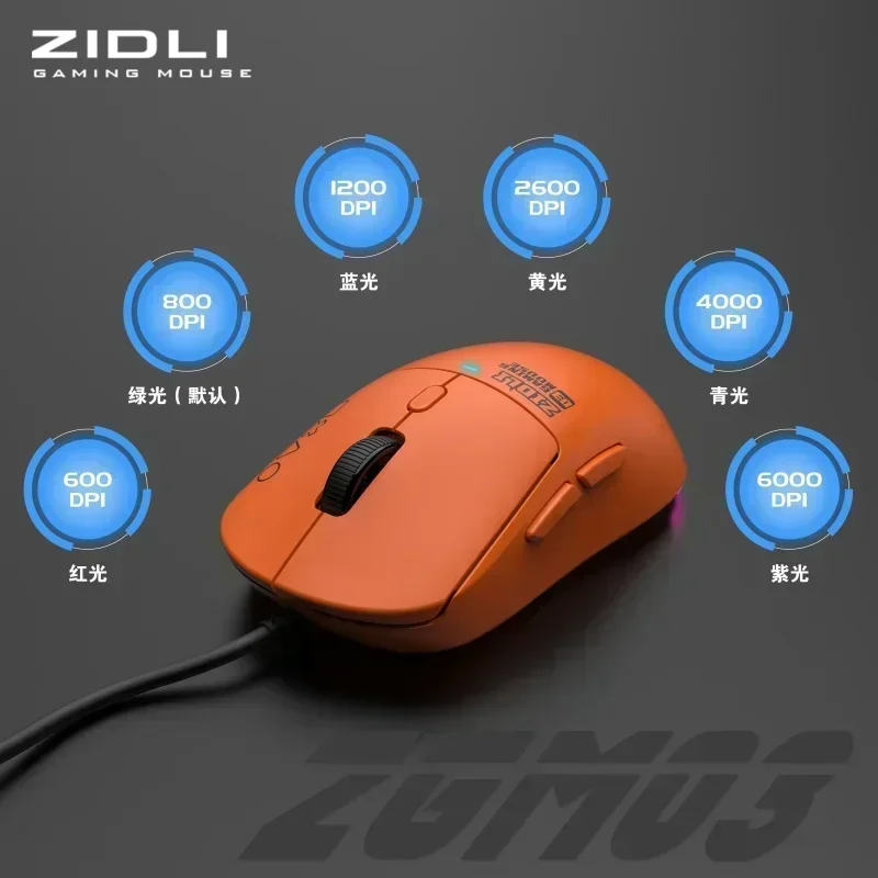 ZIDLI ZGM03 Gamer Mouse Wired Mouses 6000DPI Portable Mouse Lightweight Esports Gaming Mouse Rgb Backlit For Pc Laptop Mac Gifts