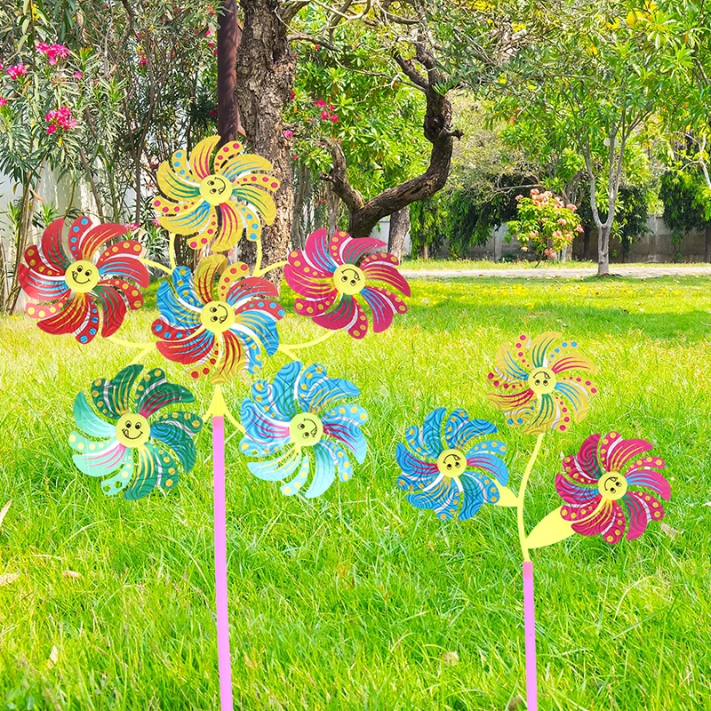 （Summer6）1 Pc Colorful Windmill Cartoon 3D Pinwheel Home Garden Decoration Wind Spinner Whirligig Yard Decor Outdoor Kid Toy