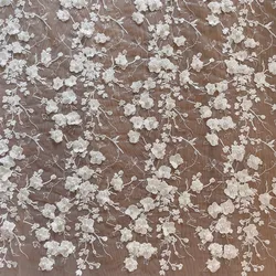 Beaded Bridal Lace Fabric, Exquisite Applique, Handmade, DIY, Off White, Decorative, Wedding