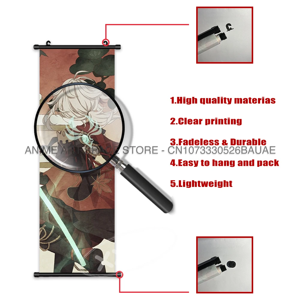 Genshin Impact Hängendes Gemälde Yae Miko Wandkunst Leinwand Kawaii Scrolls Bild Kaedehara Kazuha Home Decor Aether Anime Poster – Detail 6