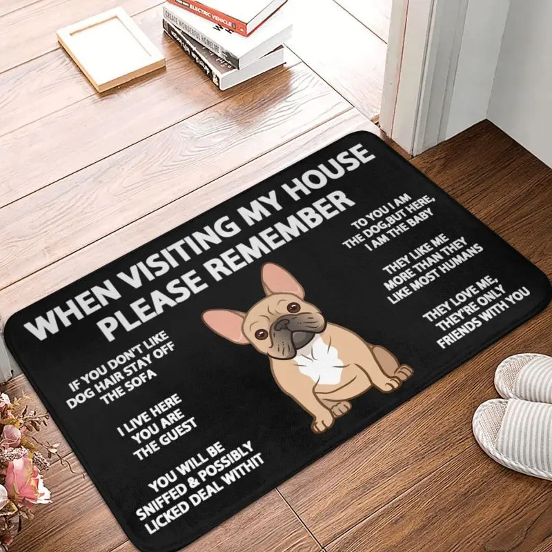 Personalized French Bulldog Doormat Mat Anti-Slip Frenchie Dog Bathroom Kitchen Garden Rug Carpet 40*60cm