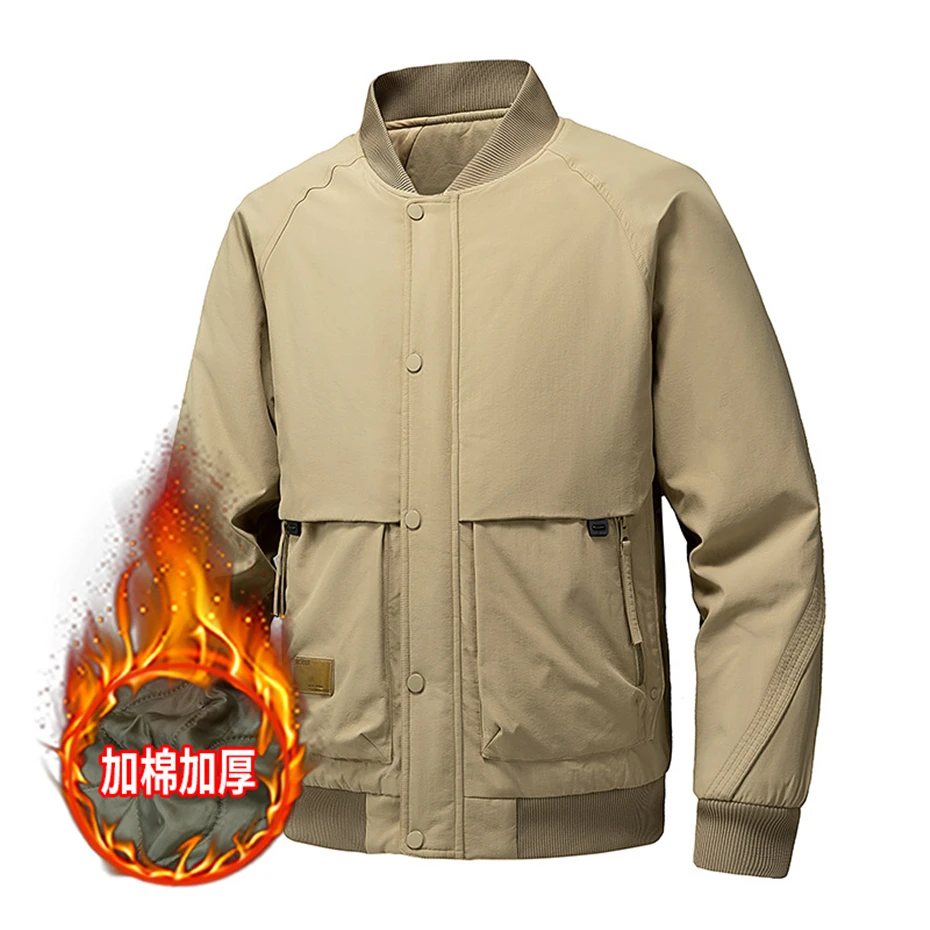 الخريف الشتاء سترة سميكة الرجال موضة عادية بلون سترات للعبة البيسبول الذكور سميكة معطف اسكواش Bomber سترة #3