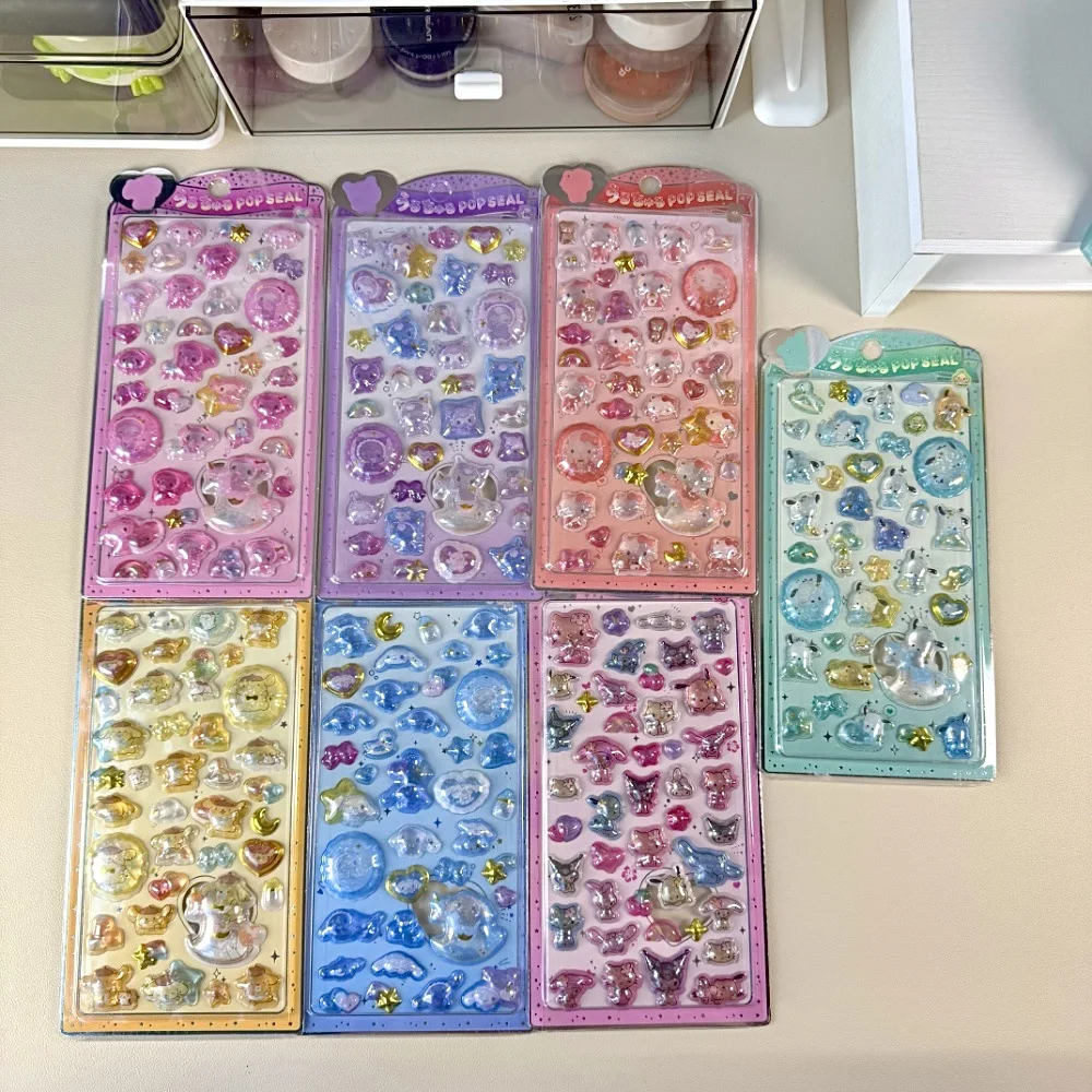 

Набор из 7 объемных 3D-наклеек Kawaii Hello Kitty, Kuromi, Melody для декора телефонов и рукоделия