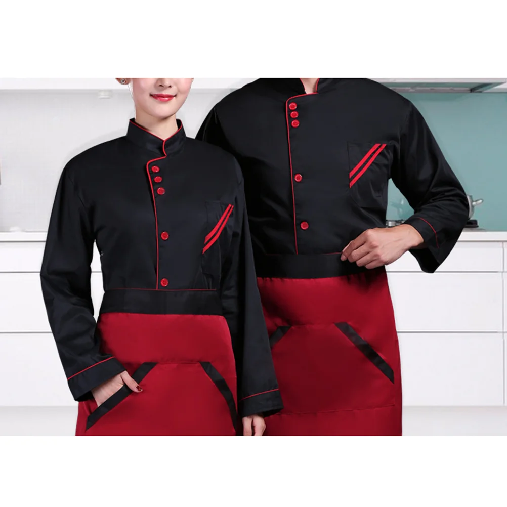 Giacca nera Cappotto da cuoco a maniche lunghe Abbigliamento casual ampio Mezze giacche da catering per uomo e donna