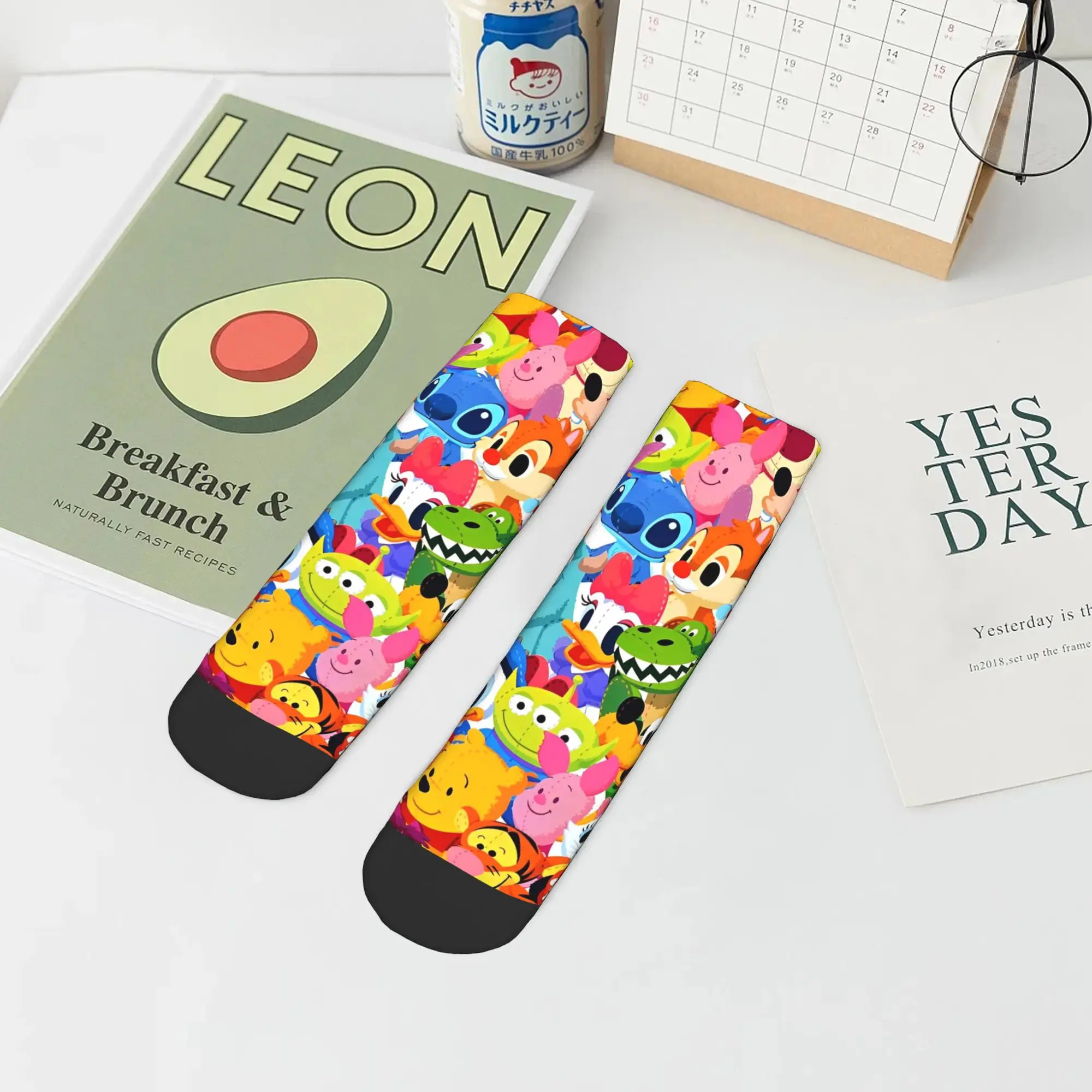 

Autumn Winter Retro Unisex Mickey Mouse Halloween Stitch Low Tube Socks Non-slip Soccer Socks