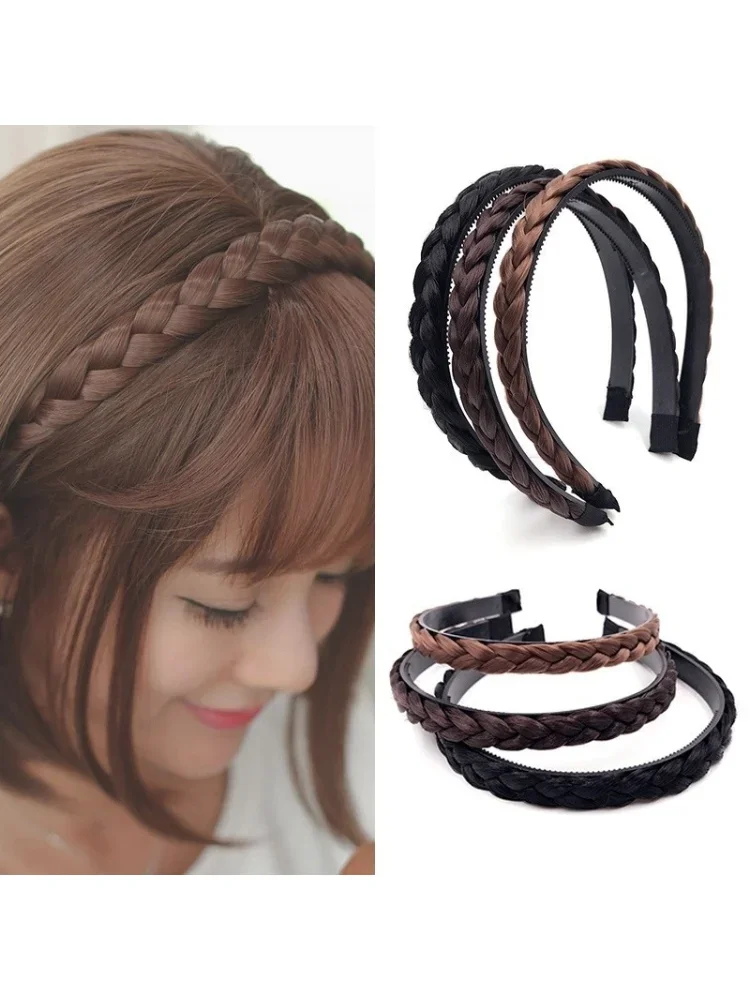 Nouvelles femmes Vintage perruque bandeaux tresses filles Style bandeau bandeau perruque cheveux accessoires Turbans pour femmes bandeau