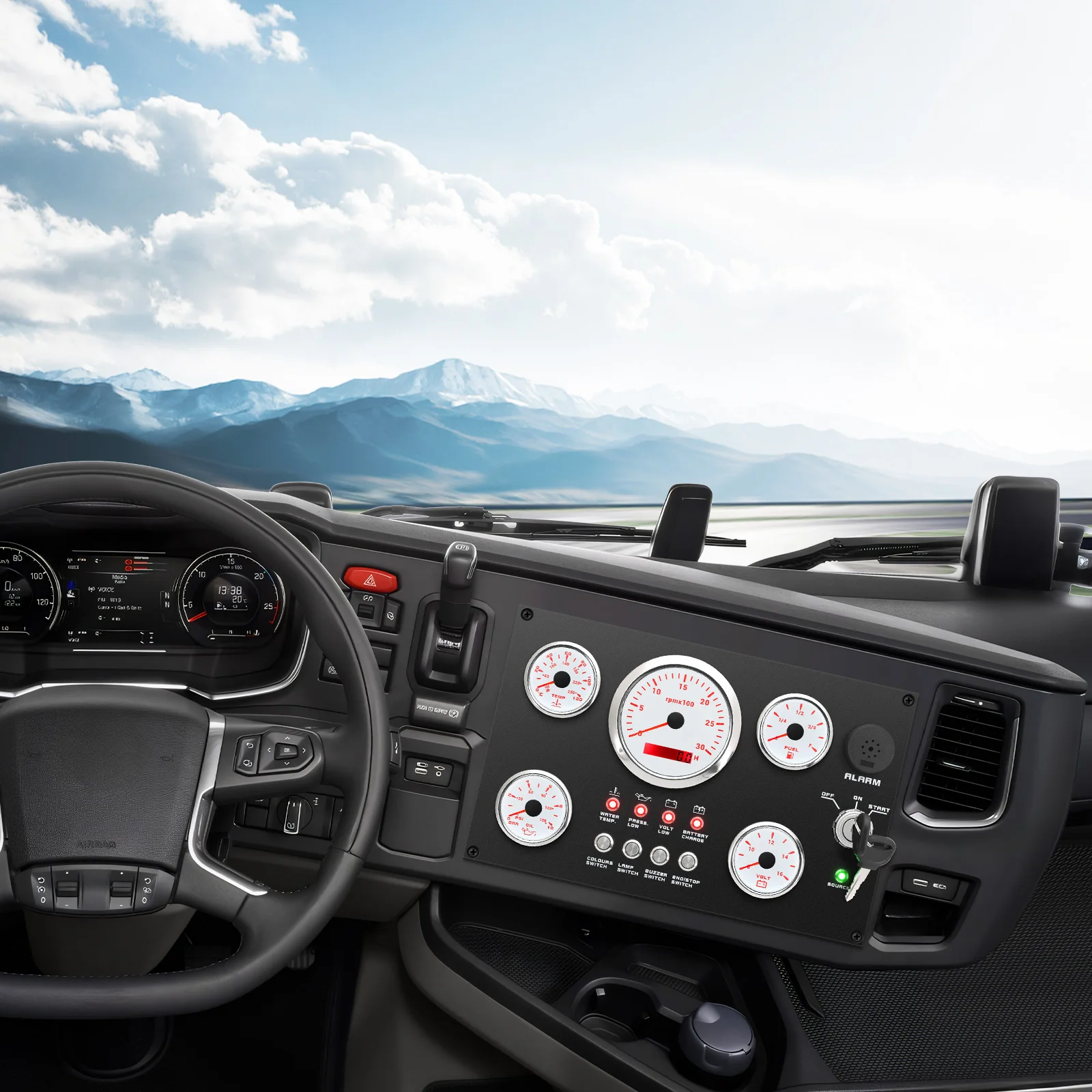 لوحة تبديل 12 فولت مع مقياس سرعة الدوران 0-3000 دورة في الدقيقة 0-120 ℃ مقياس الوقود E-F لدرجة حرارة الماء 0-10BAR ضغط الزيت 8-16 فولت مجموعة السيارة الجهد #6