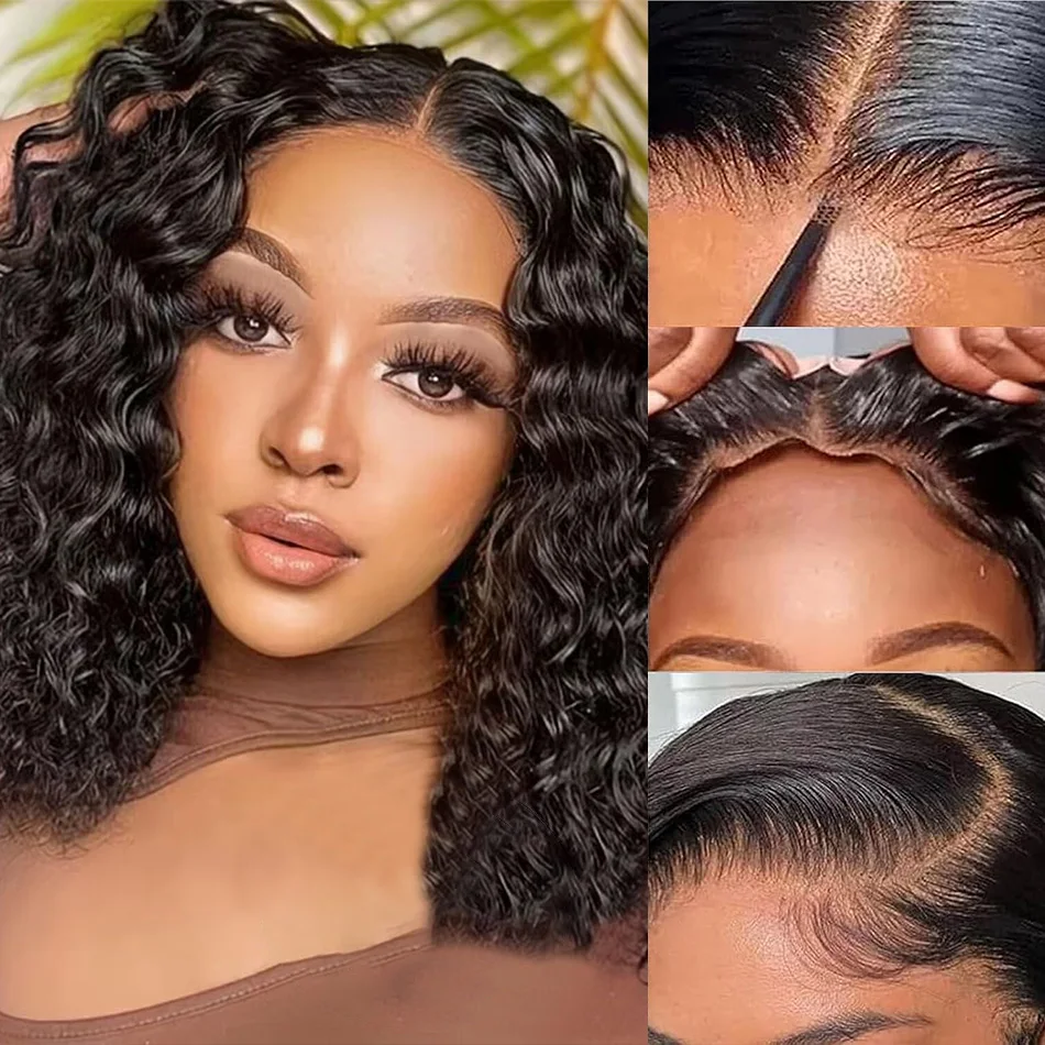 

5X5 Glueless Deep Wave Bob Wigs Human Hair Pre Plucked Pre Cut 4X4 HD Lace Closure Brazilian Human Hair Bob Wigs For Black Women