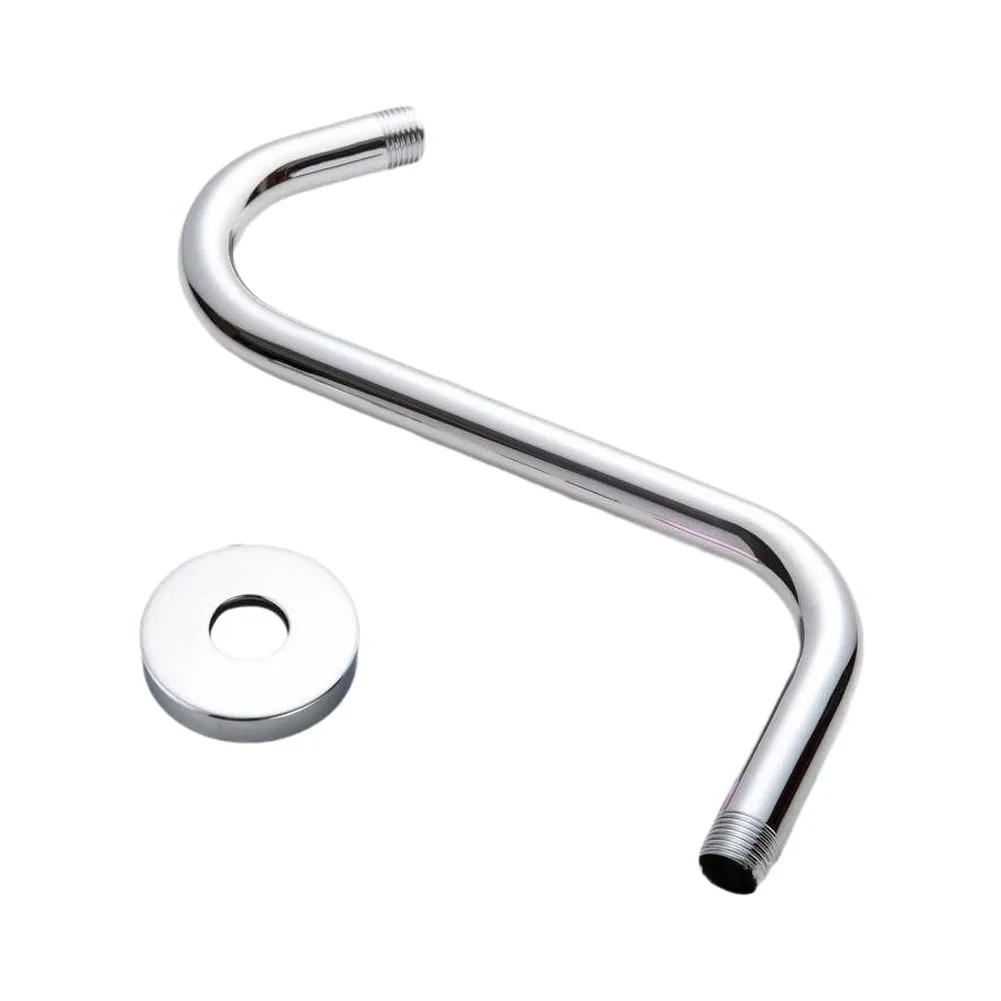 Marine Grade Stainless Steel for S Shaped Shower Arm 10 Inch Gooseneck Profile with Flange Mount and 1/2 Inch Male Pipe Thread