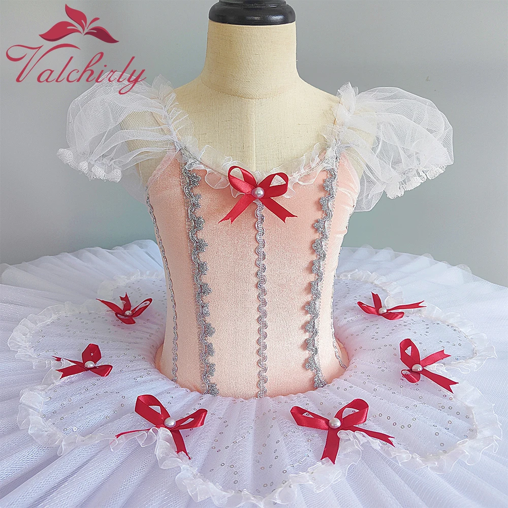 New Pink Girls Ballet Tutu Dress  White Dance Costume Platter Pancake Tutu Ballerina Party Dress for Kids