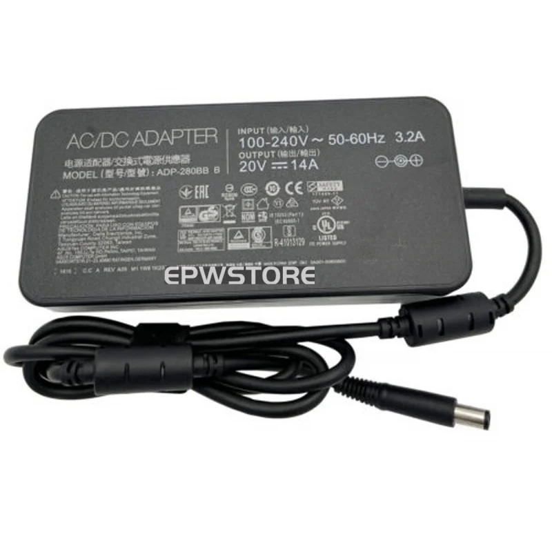 B+20V 14A 280W AC Charger Adapter For ASUS ROG Strix G713QM G713QY G713PV G713PU