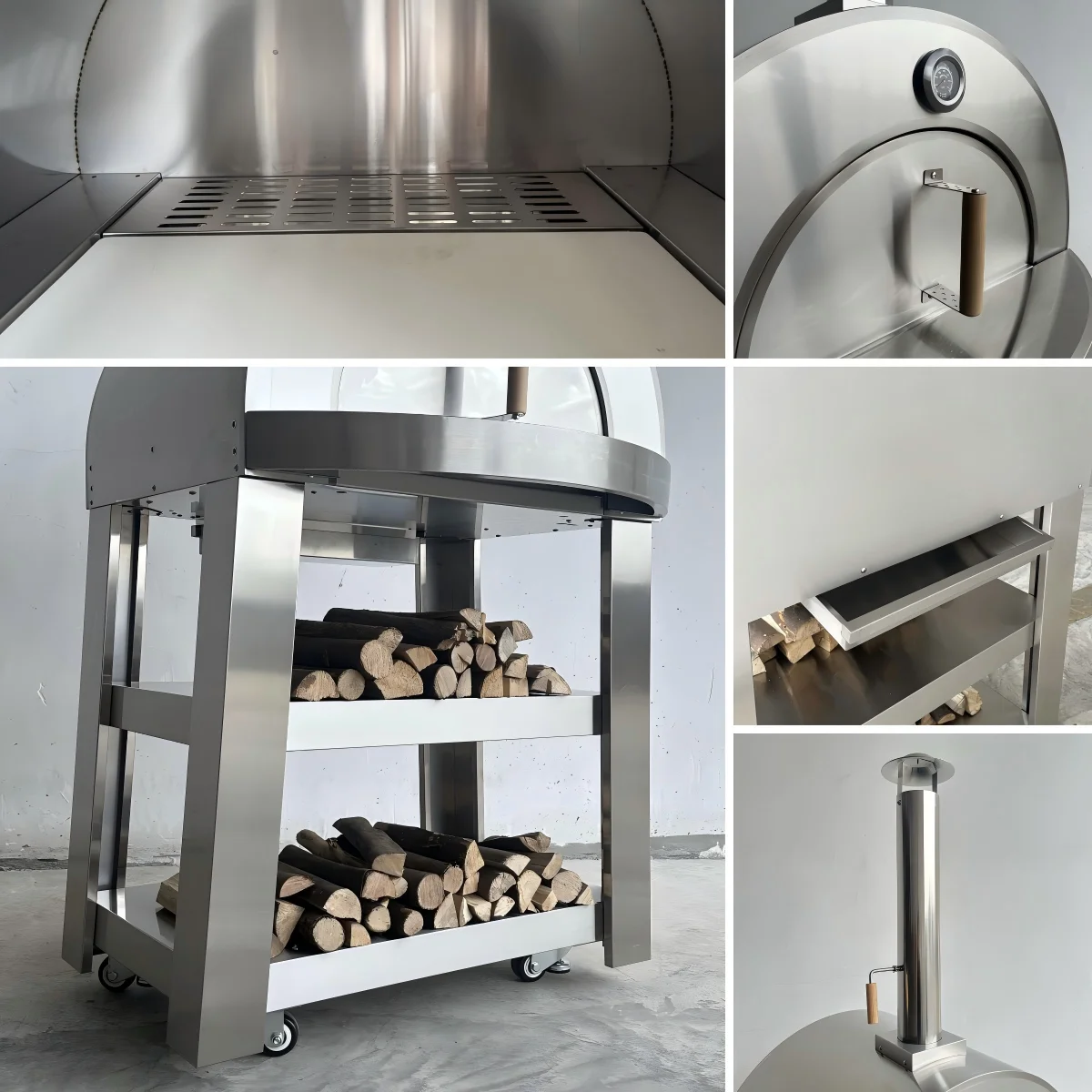 32-Inch cooking area 51x53 cm, grilled pizza oven, framed, charcoal/wood burning, foldable table, suitable for outdoor pizz