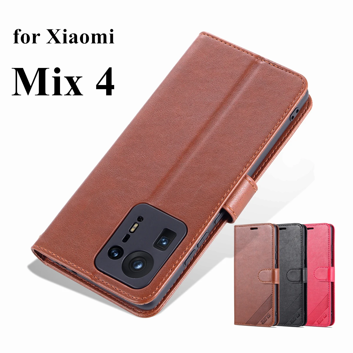 High Quality Flip Cover Fitted Case for Xiaomi Mi Mix 4 Pu Leather Phone Bags Case protective Holster with closing strap AZNS