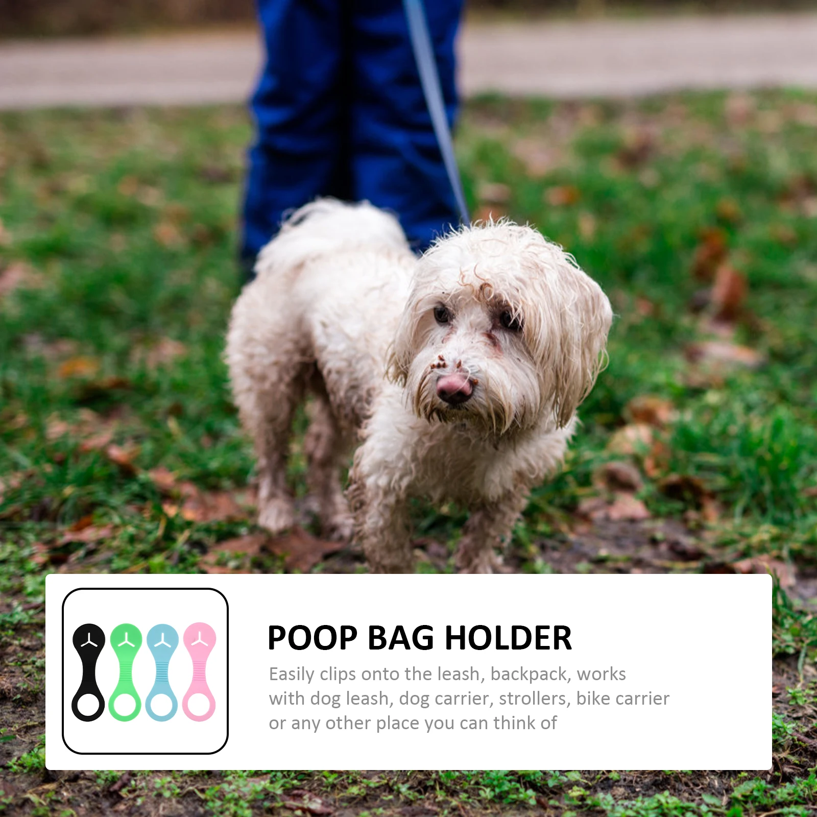 

4pcs Dog Holder Hands Free Clip Leash Poop Dispenser Pet Garbage Stand Durable Polyethylene Leak Proof Easy Carry Pet Supplies