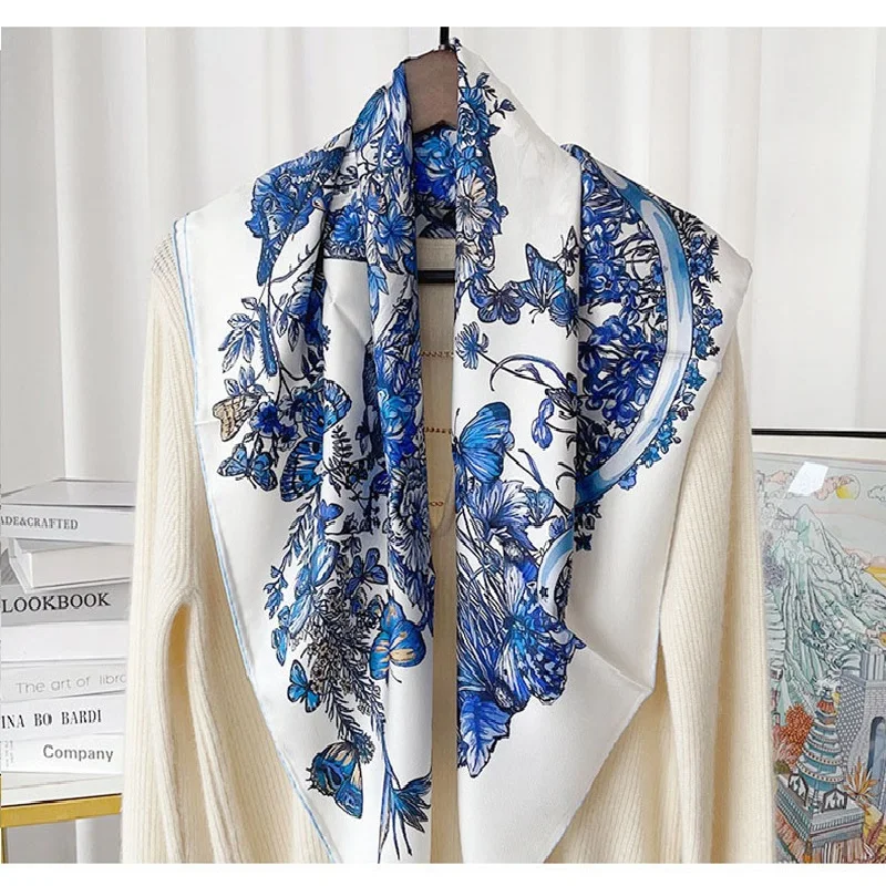 14mm 90 100% Silk Scarf Shawl Neckerchief 2024 Spring NEW Designs