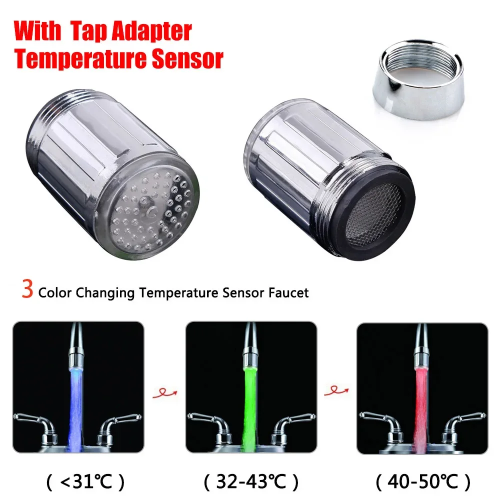 enjoydeal LED Shower Tap Faucet Nozzle Head Novelty Faucet  Nozzle Head Shower Tap Luminous Glow Light-up Bathroom 3 Type Light