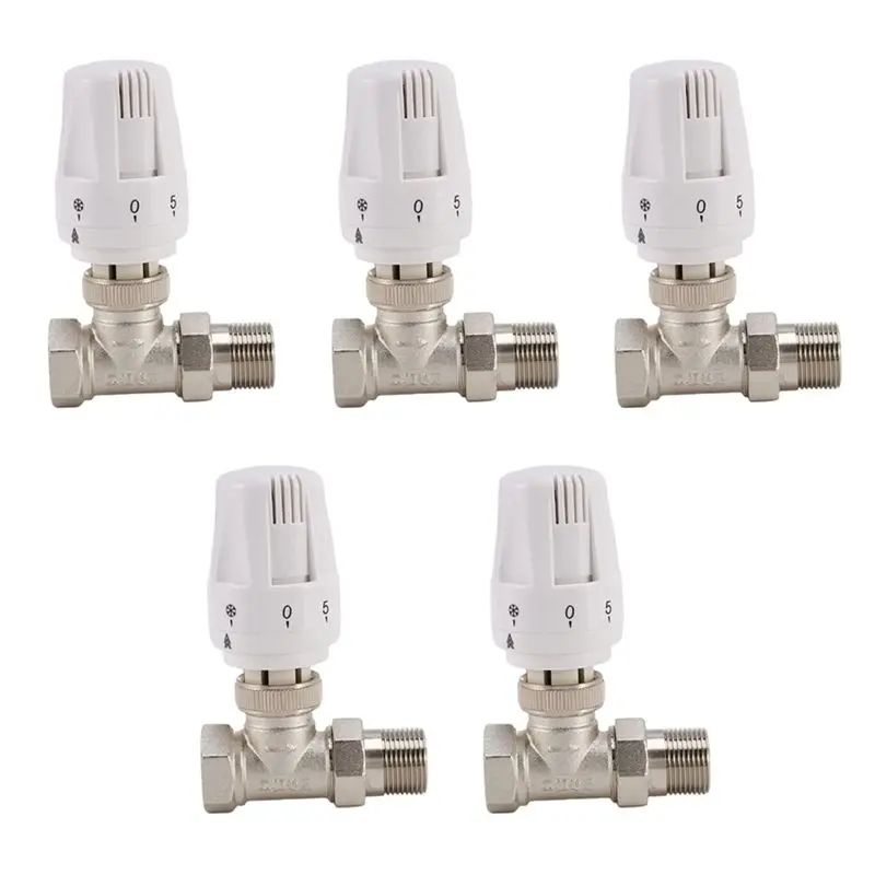 ABKJ-5X 3/4Inch Brass Thermostatic Radiator Valve Straight Type DN20 Automatic Temperature Control Valve Floor Heating
