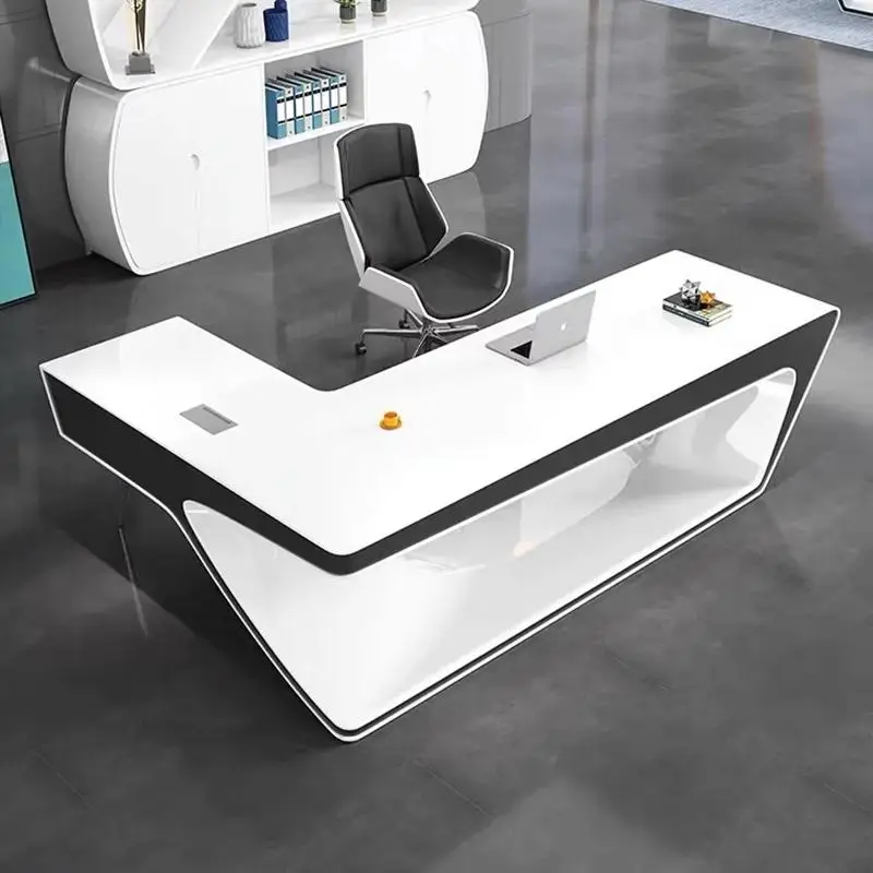 Wooden White Executive Office Desk Manager Designer Adjustable Study Computer Desk Gaming Large Scrivania Work Station Table