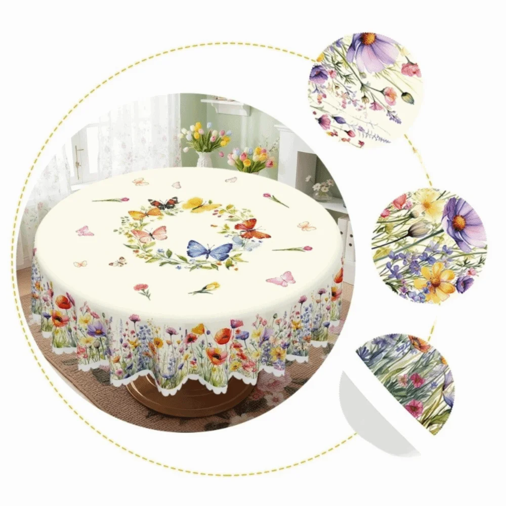 Sweet Sweet Floral Tablecloth Waterproof Anti-fouling Desk Decoration Cloth Embossed Edge Rabbit Butterfly Table Mat Kitchen