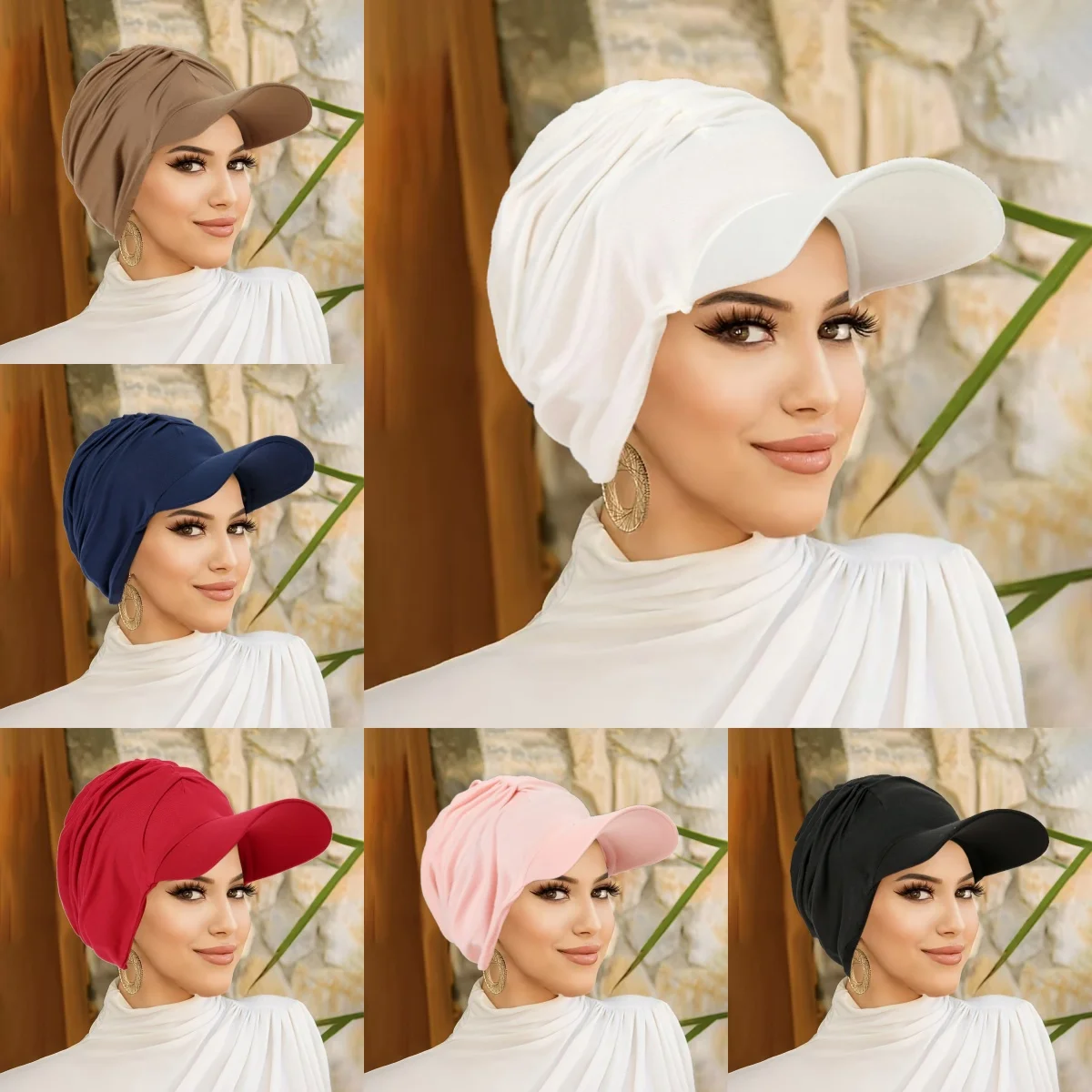 

Модная повязка на голову с широкими полями, шляпа для женщин, мусульманская шапка-тюрбан, разноцветный пуловер, капот, дорожные шапочки, шляпа от солнца, выпадение волос