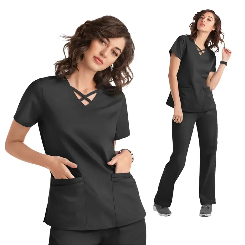 Hot Sell Custom Scrubs Set Stretch Ademende Vrouwen Jogger Verpleging Scrubs Uniformen Medische Spandex Ziekenhuis Chirurgische Uniformen