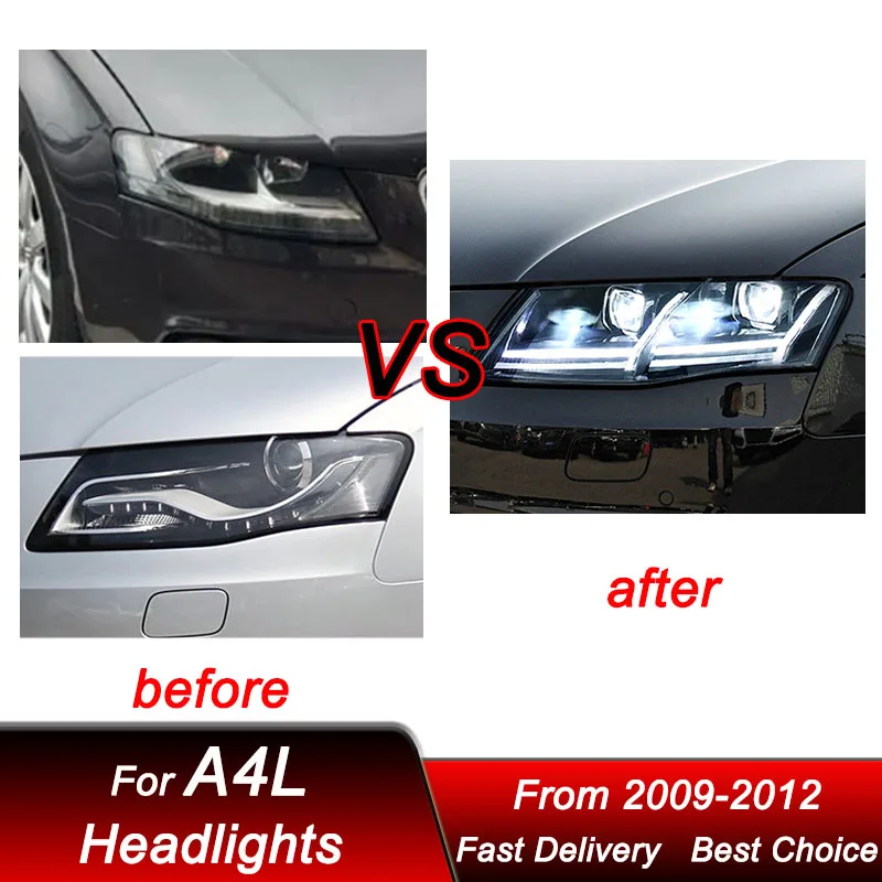 Car styling Headlights For Audi A4 B8 A4L 2009-2012 TT style full LED Headlamp Assembly Upgrade Projector Lens Accessories Kit